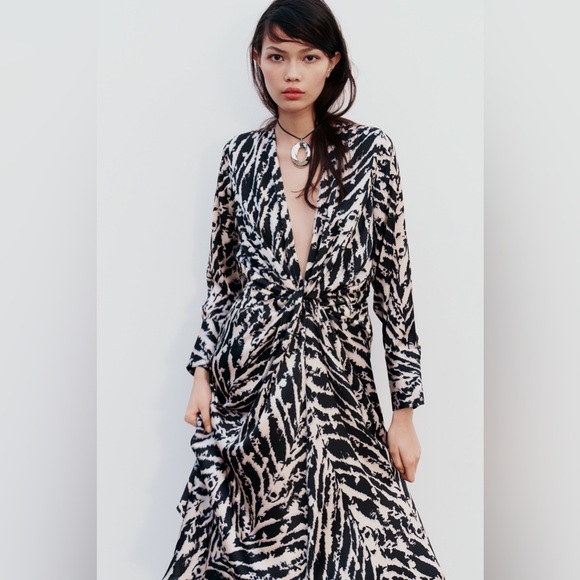 ZARA BLOGGERS’ FAVORITE SATIN EFFECT ANIMAL PRINT DRESS - Picture 10 of 16